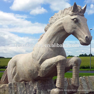 antique stone garden decoration sculpture marble jumping horse for outdoor park hotel piazza